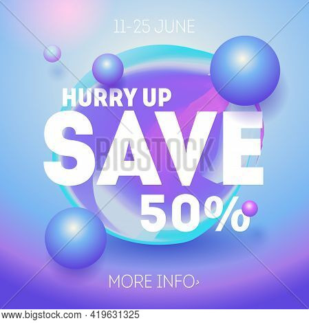 Modern Line Art Website Sale Banner Template. Save 50 Percent. Illustration Fashion Newsletter Desig