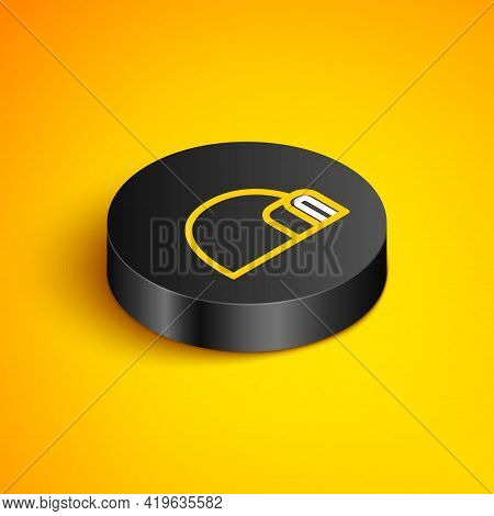 Isometric Line Igloo Ice House Icon Isolated On Yellow Background. Snow Home, Eskimo Dome-shaped Hut