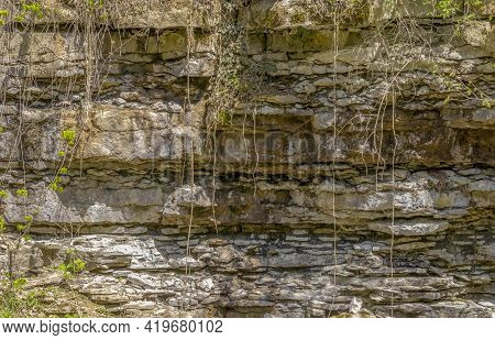 Layered Limestone Rock Formation Seen In Southern Germany
