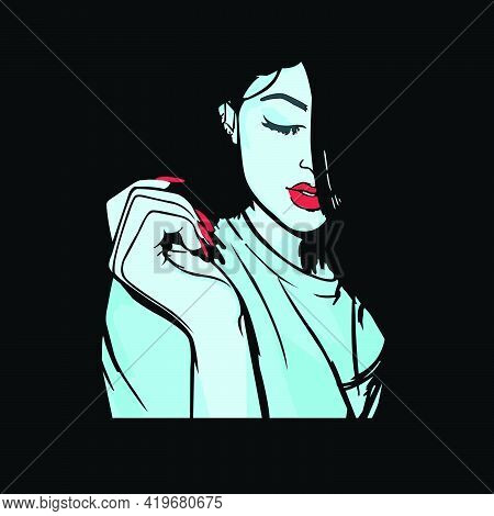 A Nice Girl Vector In Dark Background
