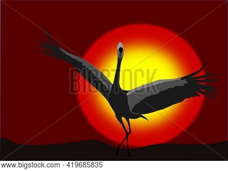 A Bird In Flight. Design Element. Vector.