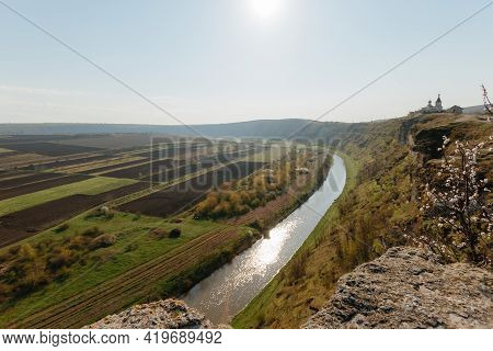 Beautiful Landscape. Old Orhei. Moldova. Raut River On Sunny Day. High Quality Photo