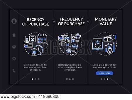 Rfm Model Examination Onboarding Vector Template. Responsive Mobile Website With Icons. Web Page Wal