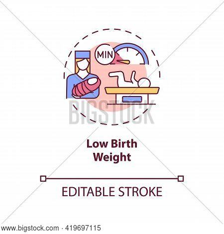 Low Birthweight Concept Icon. Congenital Hearing Loss Cause Idea Thin Line Illustration. Baby Tiny B
