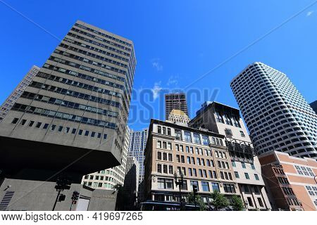 Boston, Usa - June 9, 2013: City Skyline With Fiduciary Trust Building (left) In Boston. Boston Is T