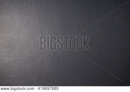 Scratchy Black Smooth Grunge Blank Background. Retro Texture Pattern Abstract. Space For Your Text, 