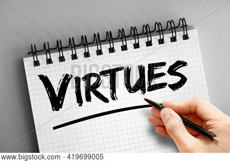 Virtues - Text  On Notepad, Concept Background