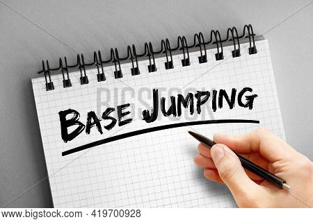 Base Jumping Text On Notepad, Sport Concept Background