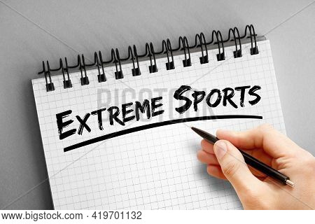 Extreme Sports Text On Notepad, Sport Concept Background