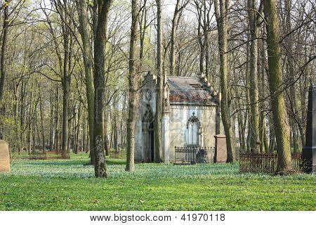 alte Grablegung auf verlassenen Friedhof