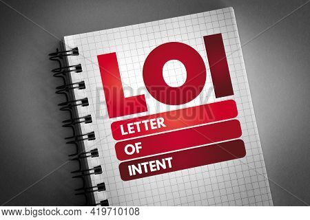 Loi - Letter Of Intent Acronym On Notepad, Concept Background
