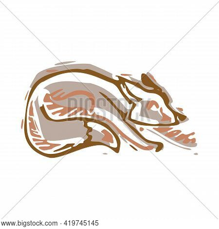 Naive Carved Fox Block Print Motif Icon. Cute Rustic Folk Silhouette Illustration Clipart. Decorativ