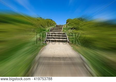 Scenic View Of The Pathway In Motion Blur.
