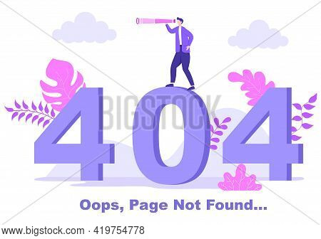 404 Error And Page Not Found Vector Illustration. Lost Connect Problem, Warning Sign, Or Site Breakd