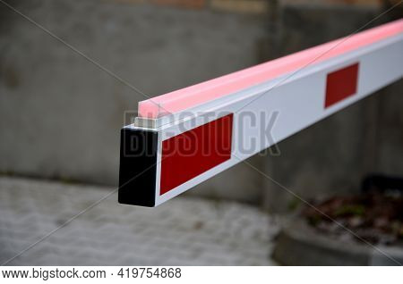 Barrier Regulating The Entrance To The Shopping Center. After Printing The Parking Ticket, It Rises.