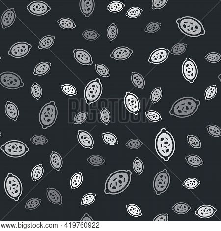 Grey Kheer In A Bowl Icon Isolated Seamless Pattern On Black Background. Traditional Indian Food. Ve