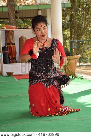 Assam - India
March 2021
A Folk Dancer Performs Bihu Dance On The Occasion Of Rongali Bihu, One Of T