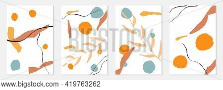 Orange And Peach Brush Set Vector Memphis