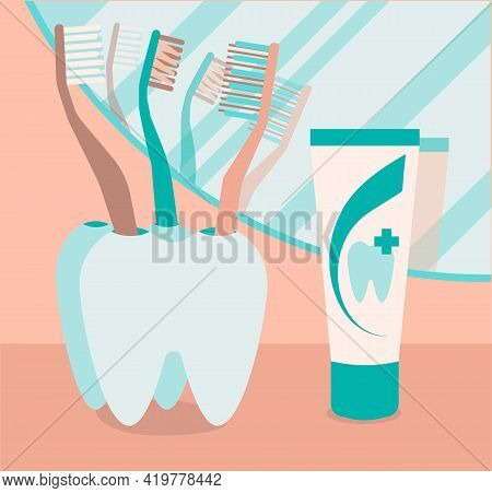 Things In Bathroom For Dental Care Thoothpast And Thoothbrush