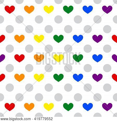 Lgbt Pride Heart Lesbian, Gay, Bisexual, Transgender. Pattern Seamless Rainbow Flag. Lgbtq Heart Bac