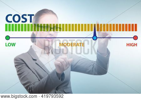 Businesswoman in cost management concept