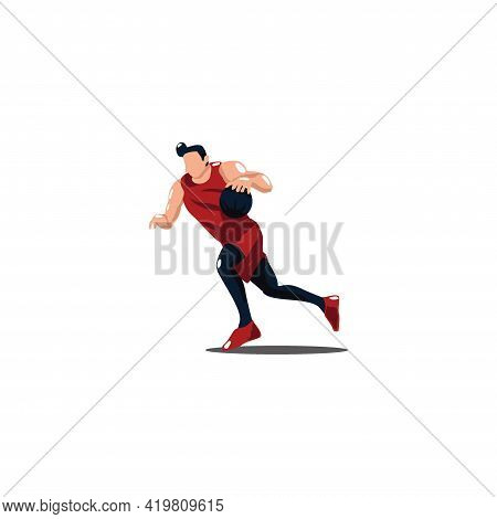 Sport Man Dribbling The Ball Quickly On Basket Ball Game - Illustrations Of Basket Ball Player Dribb