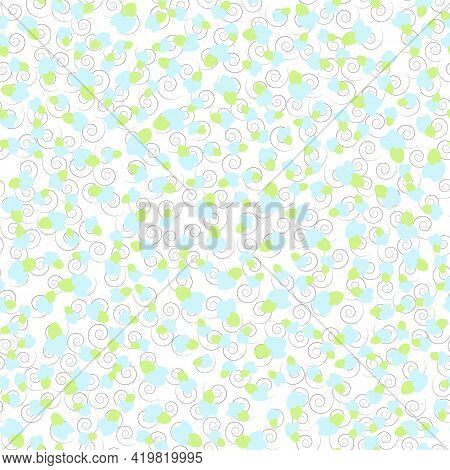 Abstract Geometric Seamless Pattern With Curls. Vector Illustration