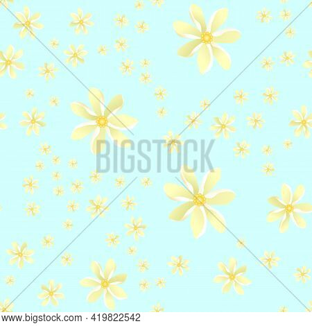 Seamless Pattern Floral On Light Blue Background.vector