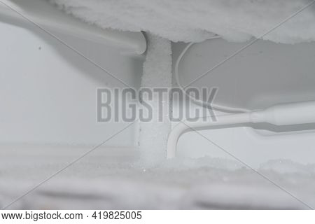 Detail Of An Iced Freezer - Freezer During Defrosting