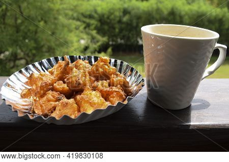 Tasty Rice Bhajiya Or Pakoda Also Known As Rice Ball Fritters Is Made Out Of Leftover Rice, Gram Flo