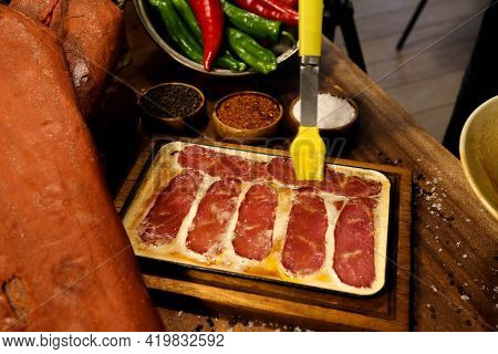 Delicious Food And Drink Preparet For Serving