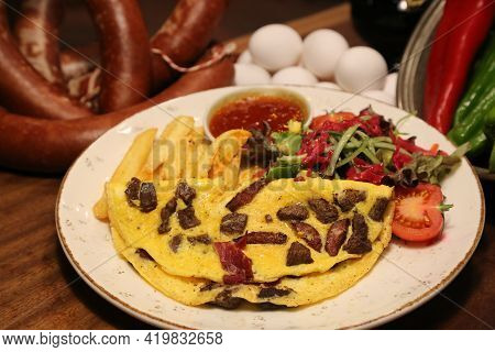 Delicious Food And Drink Preparet For Serving