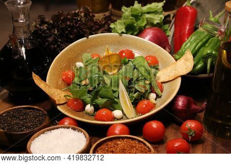 Delicious Food And Drink Preparet For Serving