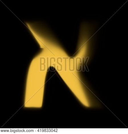 Gold Realistic 3d Rendering Hebrew Alphabet, Shiny Metallic Jewfish Symbols And Characters