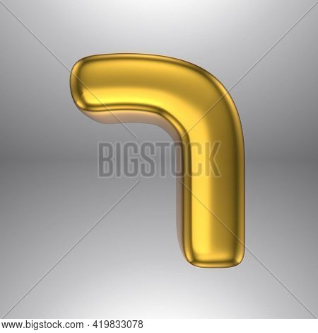 Gold Realistic 3d Rendering Hebrew Alphabet, Shiny Metallic Jewfish Symbols And Characters