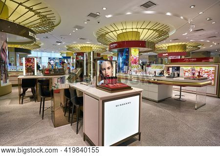 KUALA LUMPUR, MALAYSIA - CIRCA JANUARY, 2020: make up products on display at Pavilion Kuala Lumpur shopping centre.