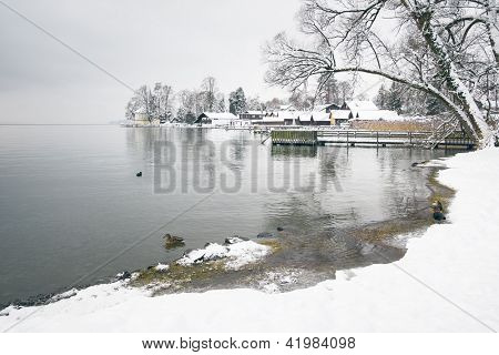 Obraz jezera Starnberg v Bavorsku Německo - Tutzing - únor 2013