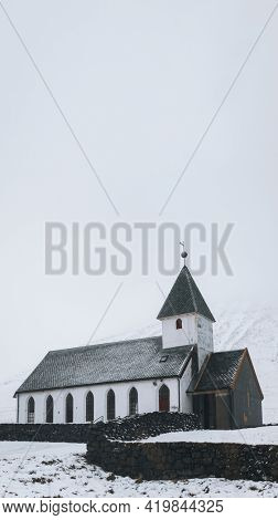Nordic town church in the Faroe Islands