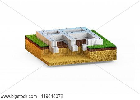 Precast Cement Panel Base. Isolated Concept Industrial 3d Rendering