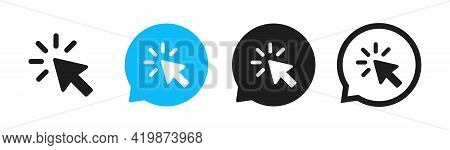 Cursor Mouse Arrow In Speech Bubble. Pointer Cursor Vector Icon. Web Arrows Cursors. Cursor Click Bu