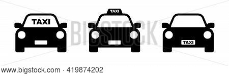 Taxi Car Vector Icon. Car Service Flat Simple Icons Collection. Transportation Signs Isolated On Whi