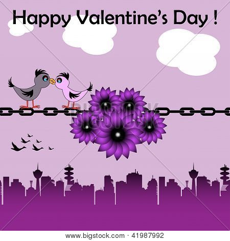 Valentine pozdrav s ptáky
