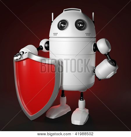 Kalkan ile soyut Robot