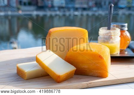 Cheese Collection, Belgian Abbey Cheeses Made With Brown Trappist Beer And Fine Herbs And View On Ma