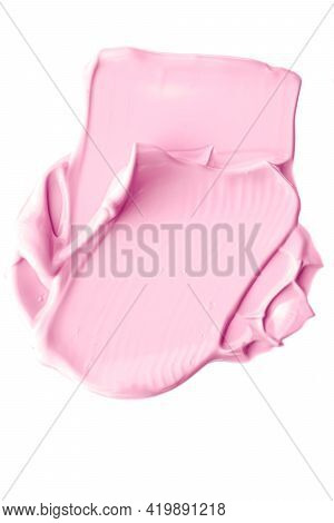 Blush Pink Beauty Cosmetic Texture Isolated On White Background, Smudged Makeup Emulsion Cream Smear