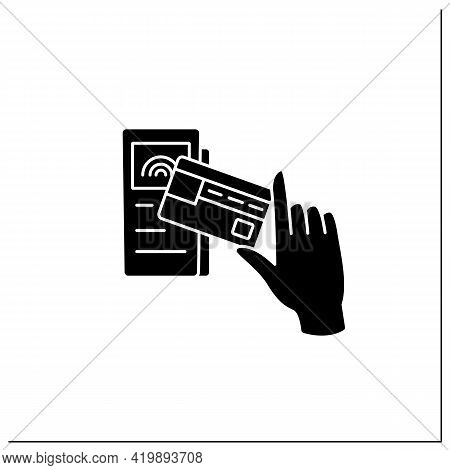 Nfc Glyph Icon. Credit Card For Payment.banking Terminal. Near Field Communication. Contactless Paym