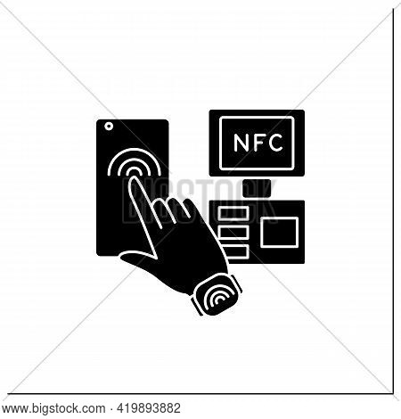 Nfc Glyph Icon. Payment System In Supermarkets. Smart Clock. Near Field Communication. Contactless P