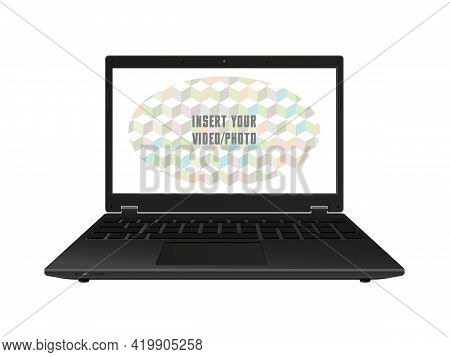 Notebook. Laptop. Isolated On White Background. Empty Transparent Display. 3d Render. Vector Illustr