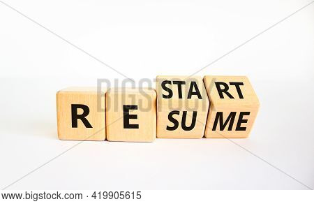 Restart And Resume Symbol. Turned Cubes And Changed The Word 'restart' To 'resume'. Beautiful White 