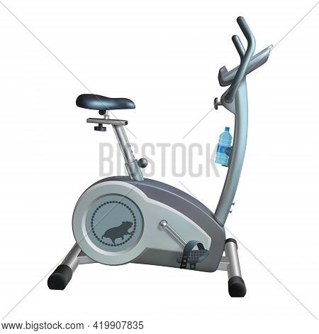 Exercise Bike. For Cardio Workout Indoors. 3d Render.vector Illustration, Isolated Background, Visua